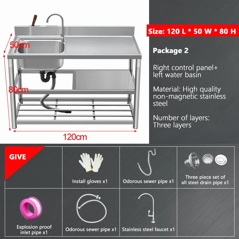 Thickened Stainless Steel Washbasin Household Sink Double Sink Kitchen Washing Basin Countertop Integrated with Bracket Sink