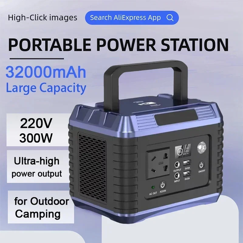 220V 32000mAh Portable Power Bank Charging Station 300W Emergency Outdoor Storage Power Supply Camping RV Multi-function USB WardBoyzPROShop