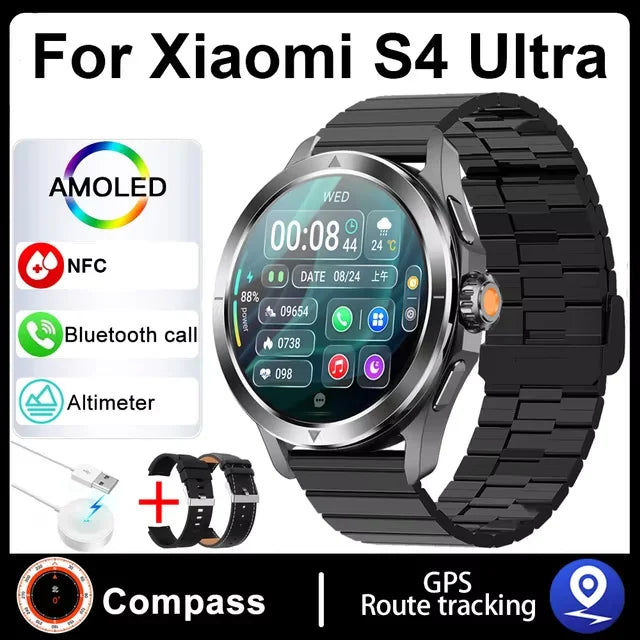 S4 Ultra For Xiaomi Smart Bracelet Men Watch AMOLED HD Screen Bluetooth Call GPS Trajectory NFC Heart Rate Compass SmartWatches WardBoyzPROShop