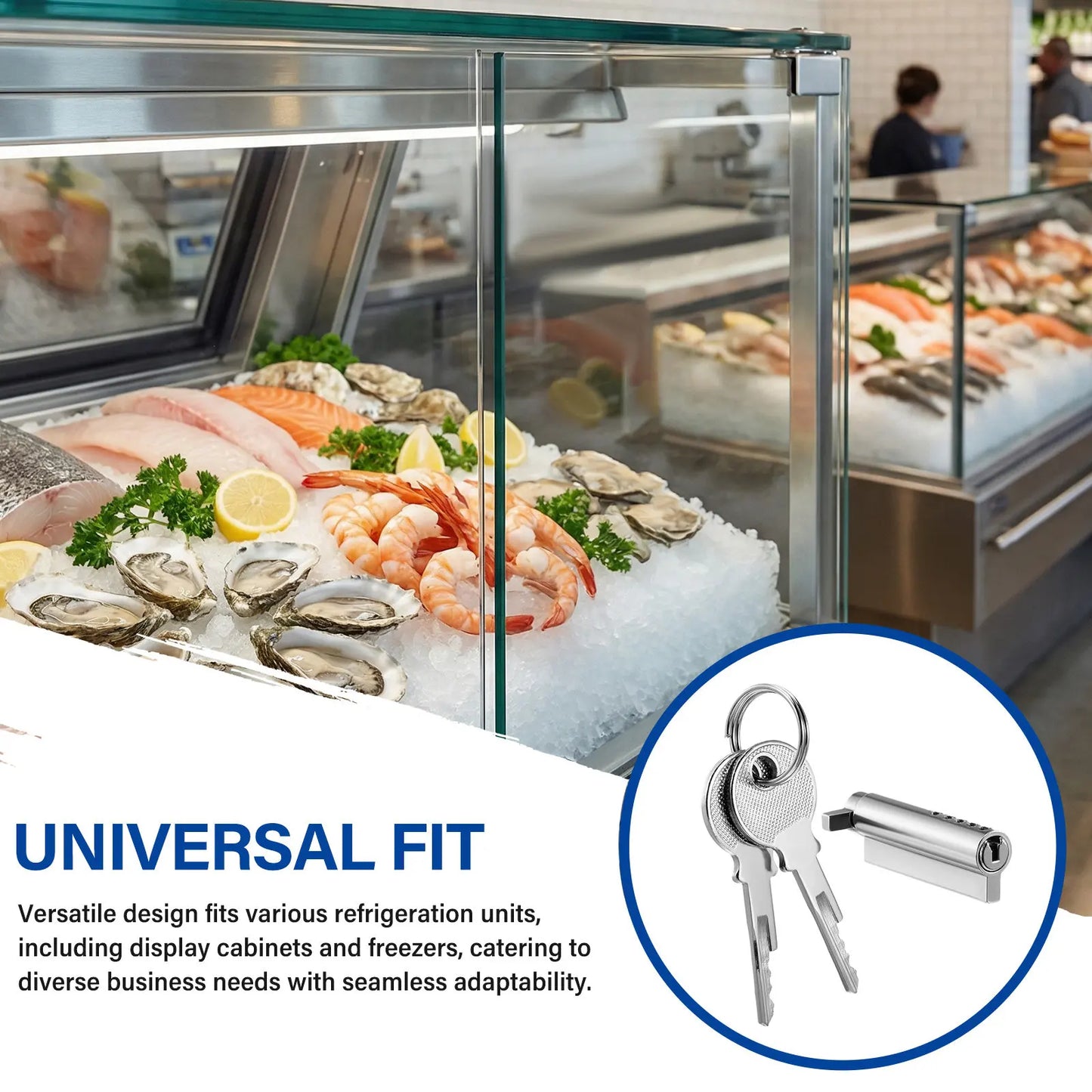 Refrigerator Lock 35Mm Cylinder with 2 Keys Freezer Door Lock for Glass Cabinets Fridge Freezer Antitheft Security Cold