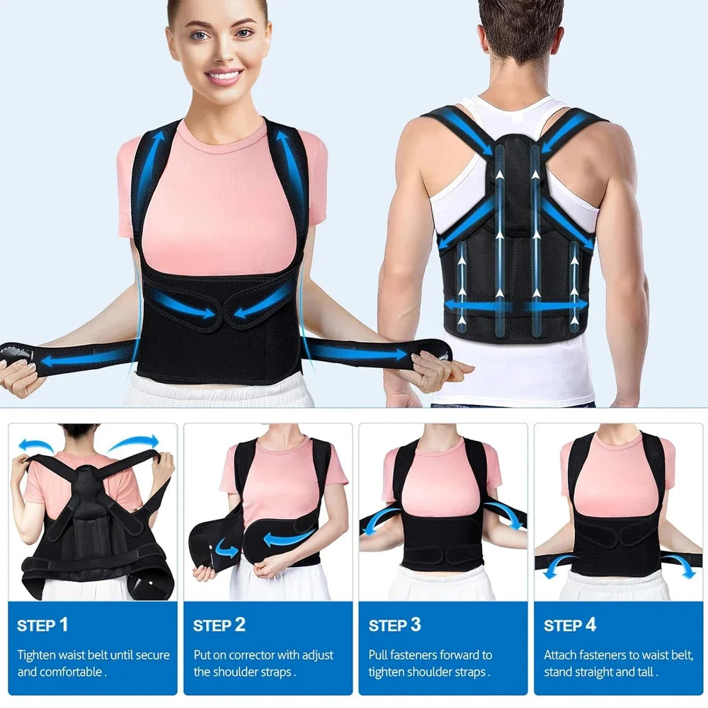 Posture Corrector-Back Brace for Men & Women- Fully Adjustable Straightener for Mid,Upper Spine Support- Neck,Shoulder, Clavicle