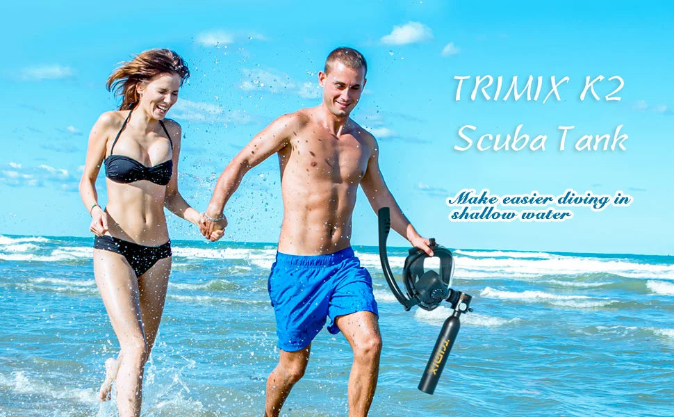 TRIMIX 0.5L Mini Scuba Lung Diving Tank With Snorkeling mask And 4-Level High-Pressure Hand Pump 10 Minutes Breathe