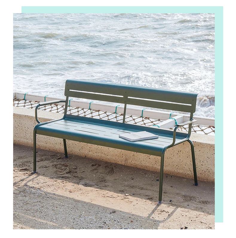 Outdoor Courtyard Leisure Bench Outdoor Garden Terrace Aluminum Alloy Double Bench Balcony Back Bench