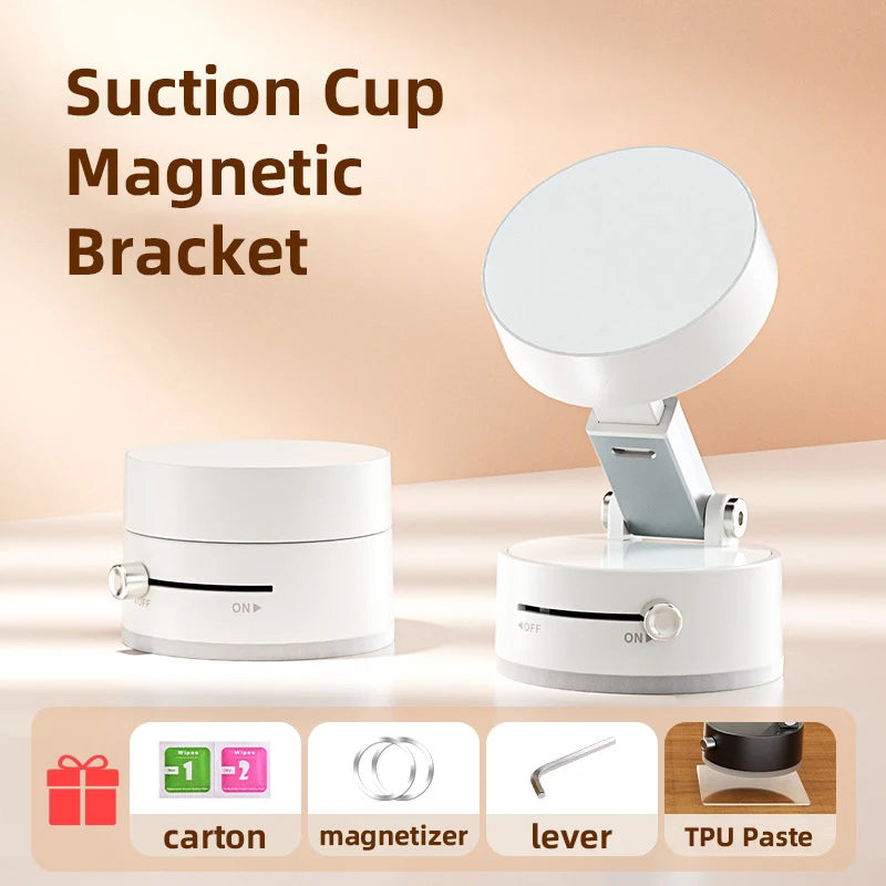 Bonola Mobile Phone Vacuum Suction Cup Holder Foldable for iPhone/ Android Kitchen Lazy Vacuum Double Sided Magnetic Bracket WardBoyzPROShop