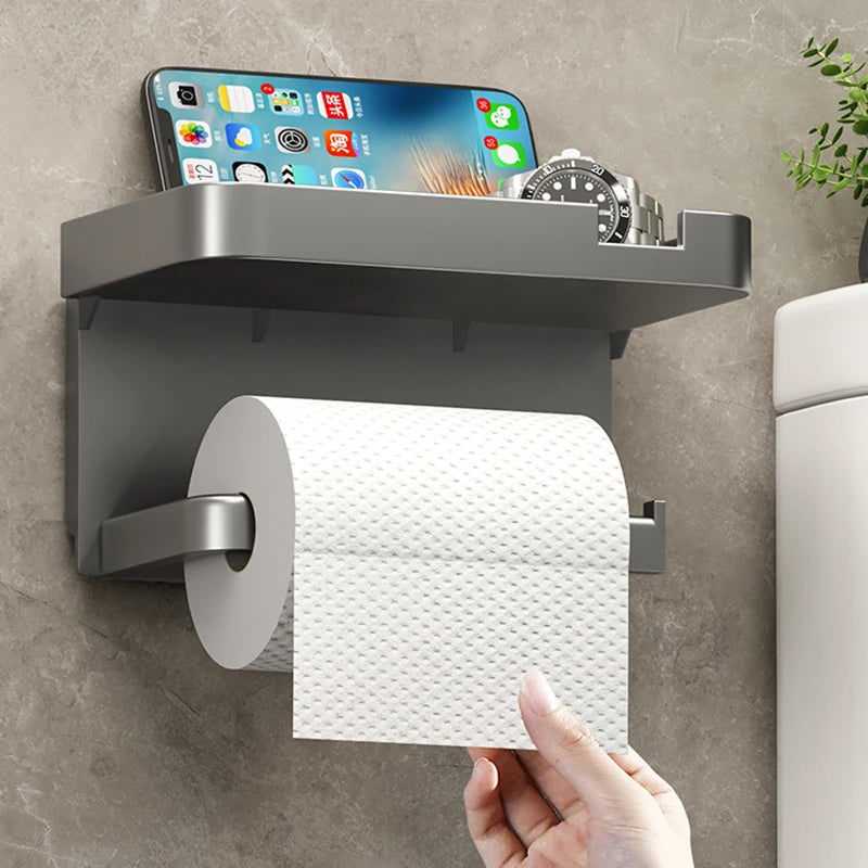 Bathroom Tissue Holder, No Drilling, Wall-Mounted Tissue Dispenser, Facial Tissue Storage Shelf, Toilet Paper Holder