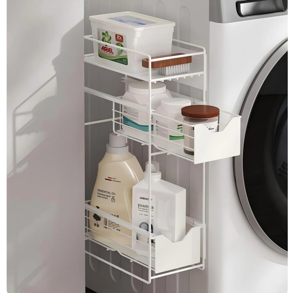 Metal magnetic refrigerator storage rack multi-layer freezer slot Storage Holders kitchen pull-out drawer Basket Organization