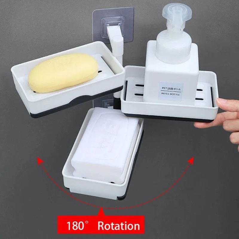2/3/4 Rotating Drain Soap Box, Non Drilling Soap, Hanging Bathroom Soap Box Holder, For Bathroom