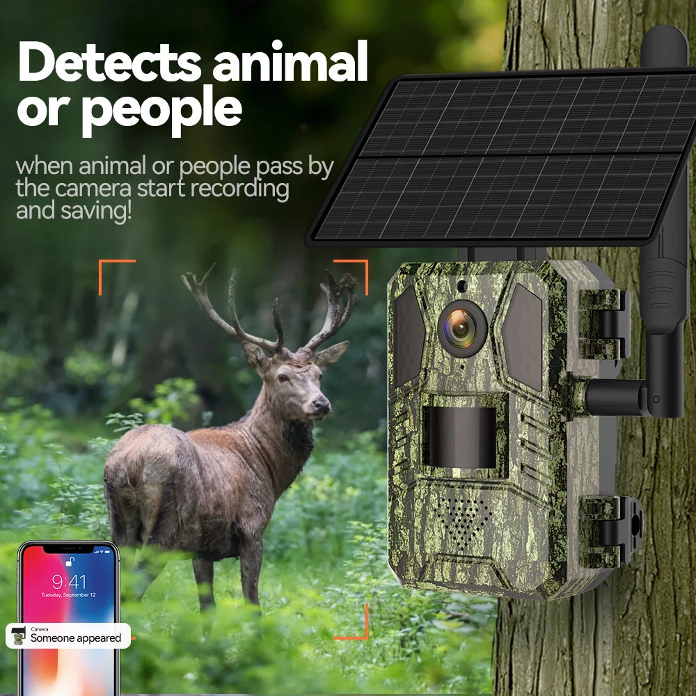 Trail Camera 4G LTE Trail Wildlife Hunting Camera Game Cam Dear Surveillance Night Vision No Glow Motion Activated 0.2s Trigger
