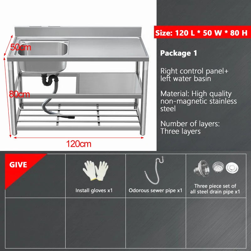 Thickened Stainless Steel Washbasin Household Sink Double Sink Kitchen Washing Basin Countertop Integrated with Bracket Sink