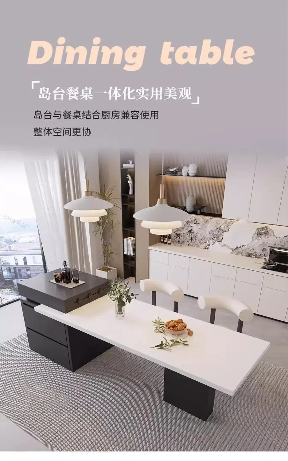 Kitchen Island Cart with Extendable Dining Table for 4-6 Person Rolling Kitchen Island with Slate Top Storage Kitchen Island Bar