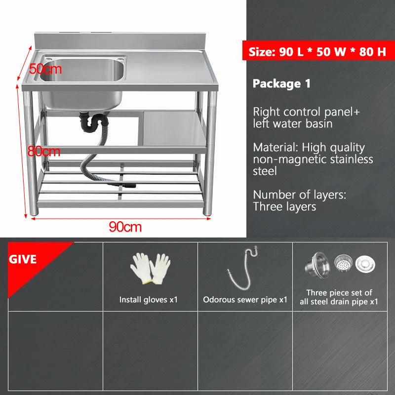 Thickened Stainless Steel Washbasin Household Sink Double Sink Kitchen Washing Basin Countertop Integrated with Bracket Sink