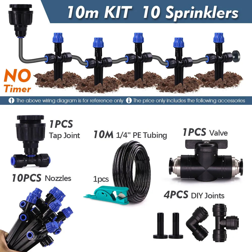 1/4" Garden Irrigation Timed System Rain Sensor LCD Timer 4/6mm Adjustable Sprinkler Drippers Outdoor Lawn Plant Pots Watering