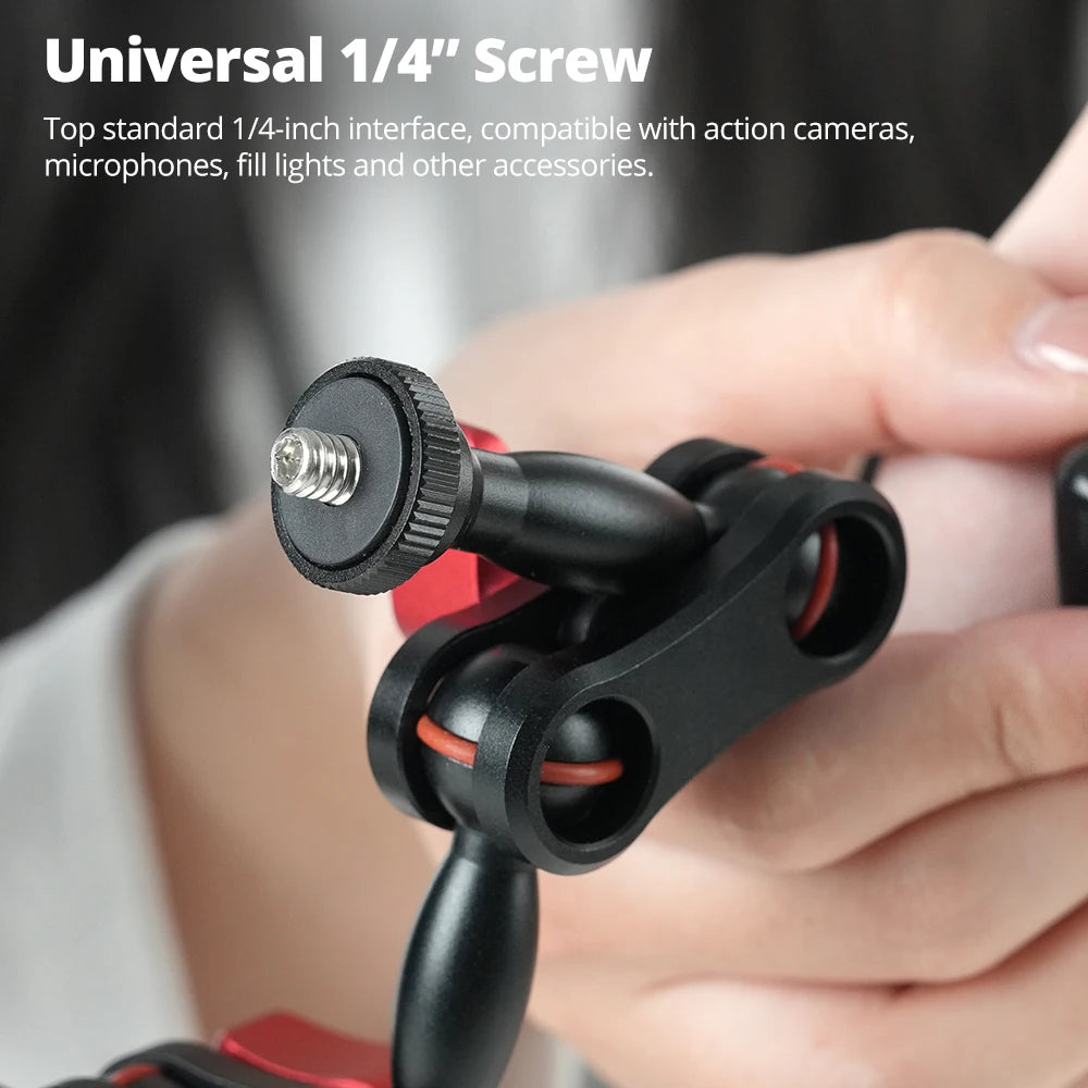 AMBITFUL 360° Double Ballhead Magic Arm With Super Clamp Kit 1/4" Screw Ball Head Adapter For Monitor LED Light Camera