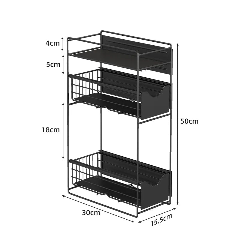 Metal magnetic refrigerator storage rack multi-layer freezer slot Storage Holders kitchen pull-out drawer Basket Organization
