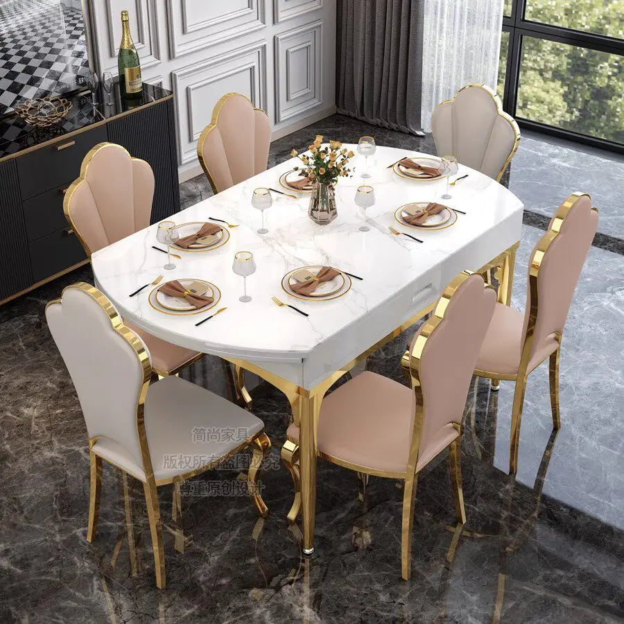 Beauty Luxury Dining Table Modern Simple Exquisite Glamour Dining Tables Trendy Classic Tavolo Pieghevole Home Furniture