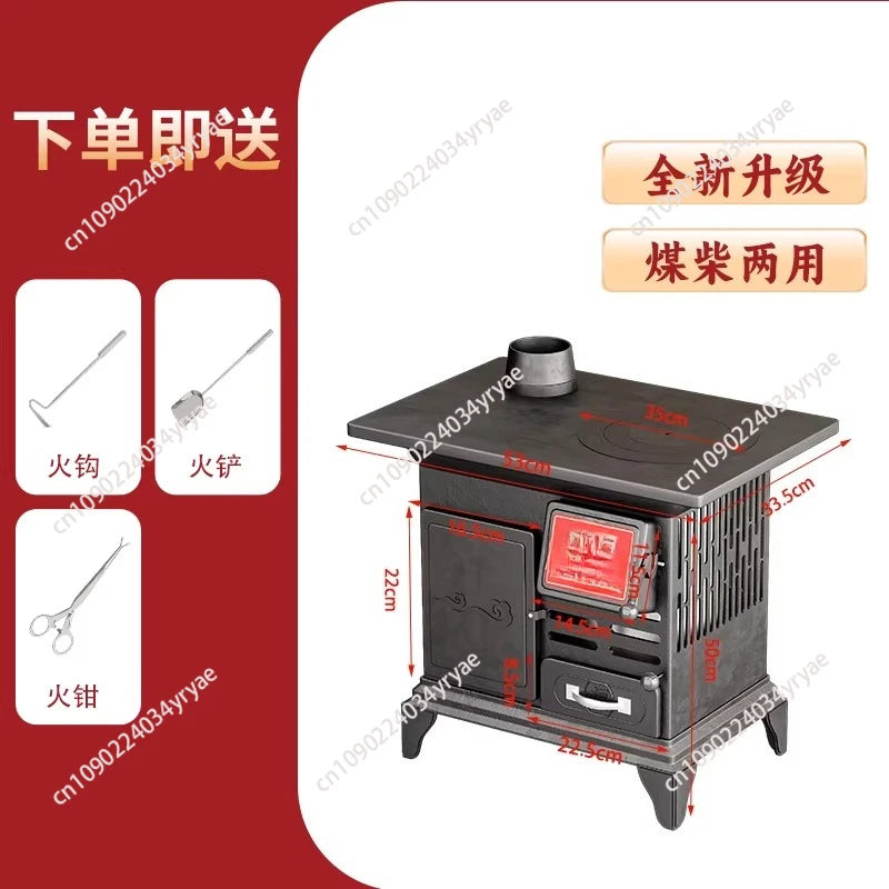 Rural firewood heating stove Firewood and coal dual-purpose smokeless Household winter indoor heating stove New type of oven