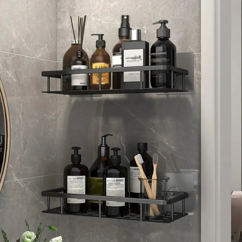 No Drill Bathroom Storage Rack Wall Mount Corner Shelf Shower Holder for WC Shampoo Organizer - Bathroom Accessories
