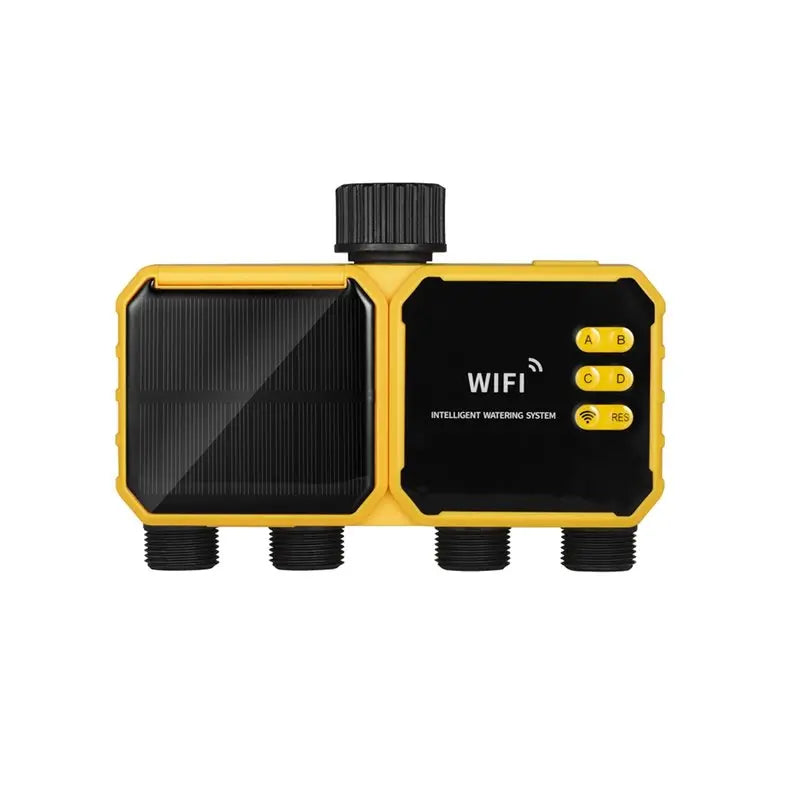 J1UL1N Solar Powered Outdoor Water Timer Automatic Irrigation System 4 Outlets WIFI Solar Irrigation Timing Controller