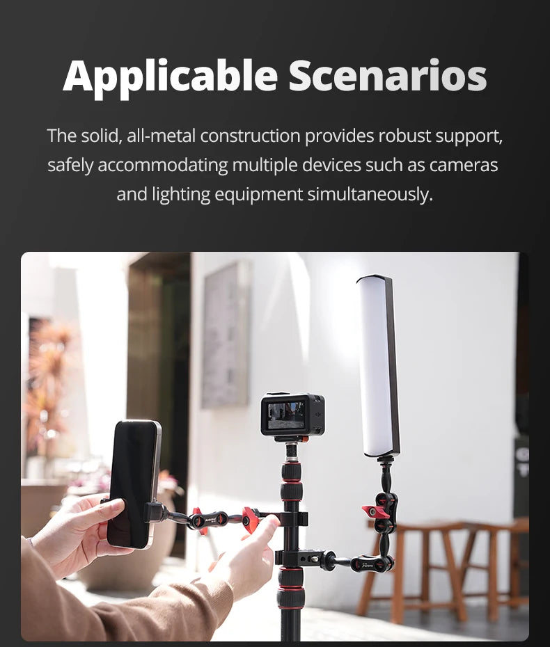 AMBITFUL 360° Double Ballhead Magic Arm With Super Clamp Kit 1/4" Screw Ball Head Adapter For Monitor LED Light Camera
