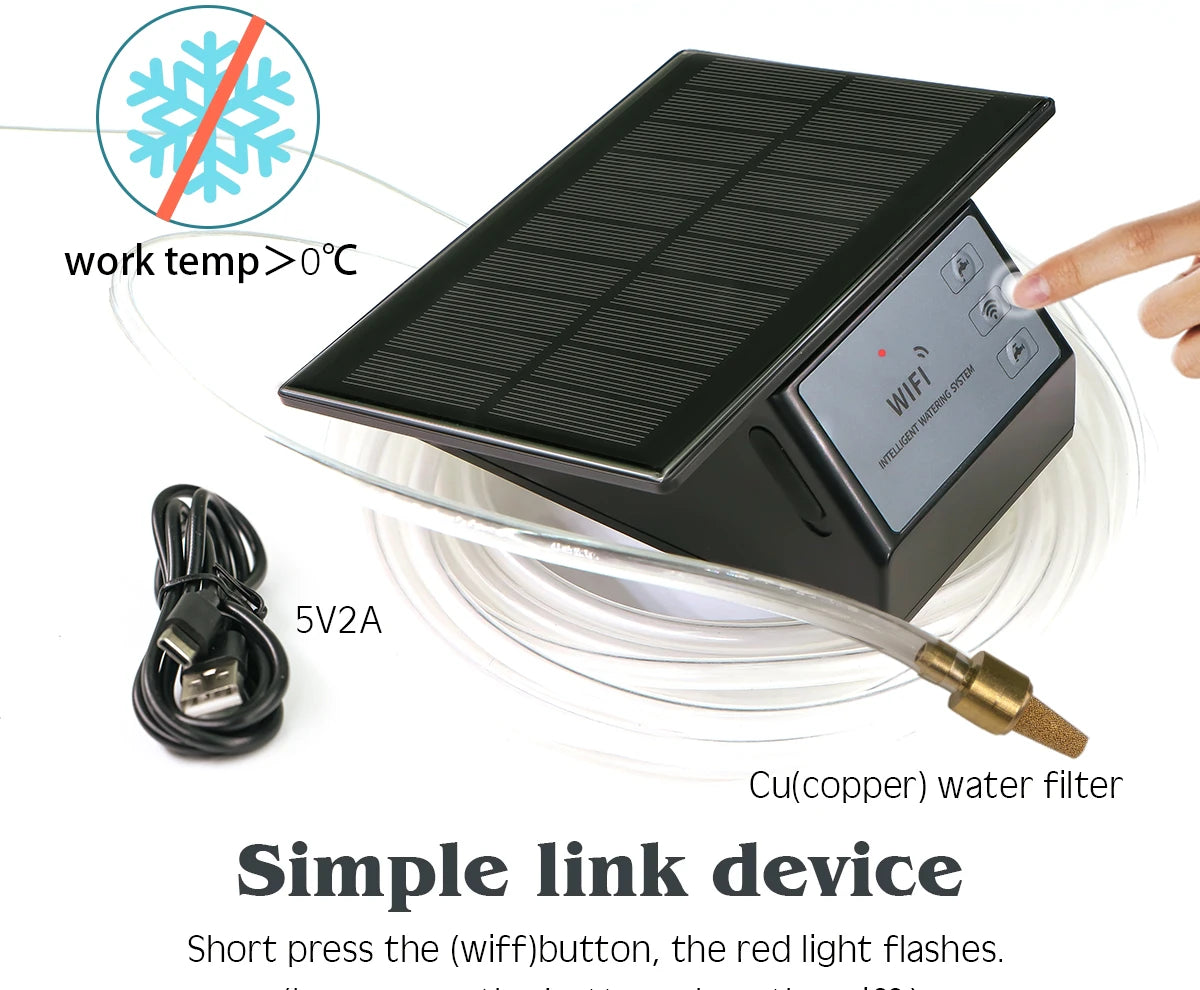 Tuya Wifi-compatibility Solar Power Timer Pump Automatic Drip Irrigation Kit Garden Mobile Phone Remote Control Watering System