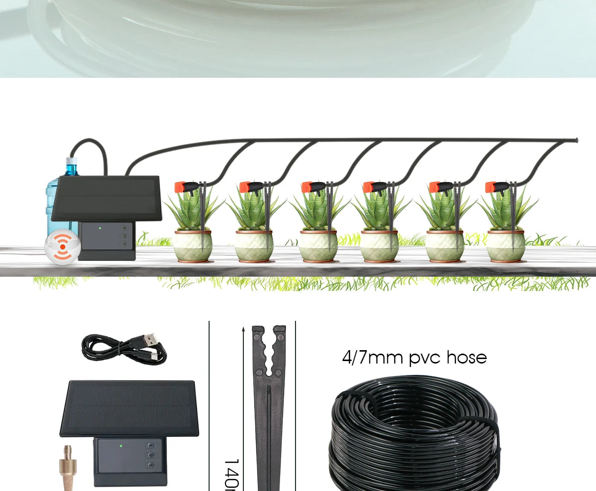 Tuya Wifi-compatibility Solar Power Timer Pump Automatic Drip Irrigation Kit Garden Mobile Phone Remote Control Watering System