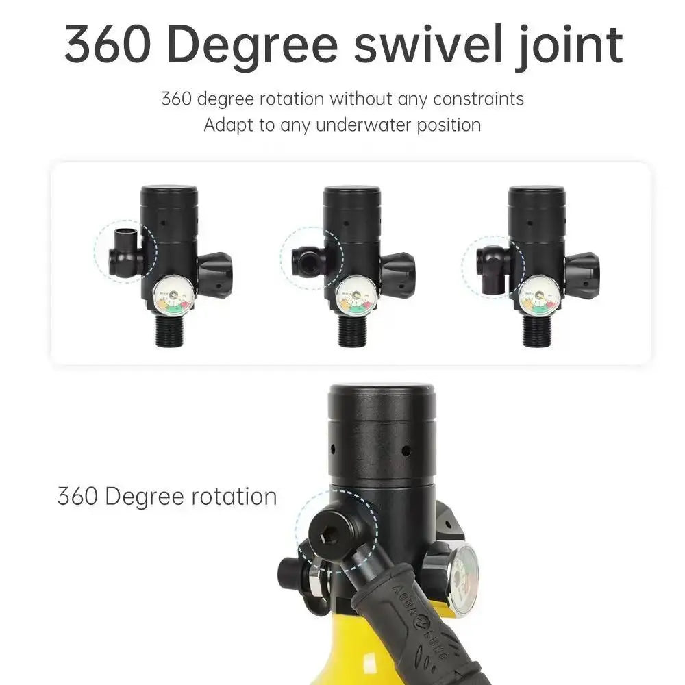 Diving regulator with 1L tank, underwater oxygen cylinder, scuba set, professional equipment