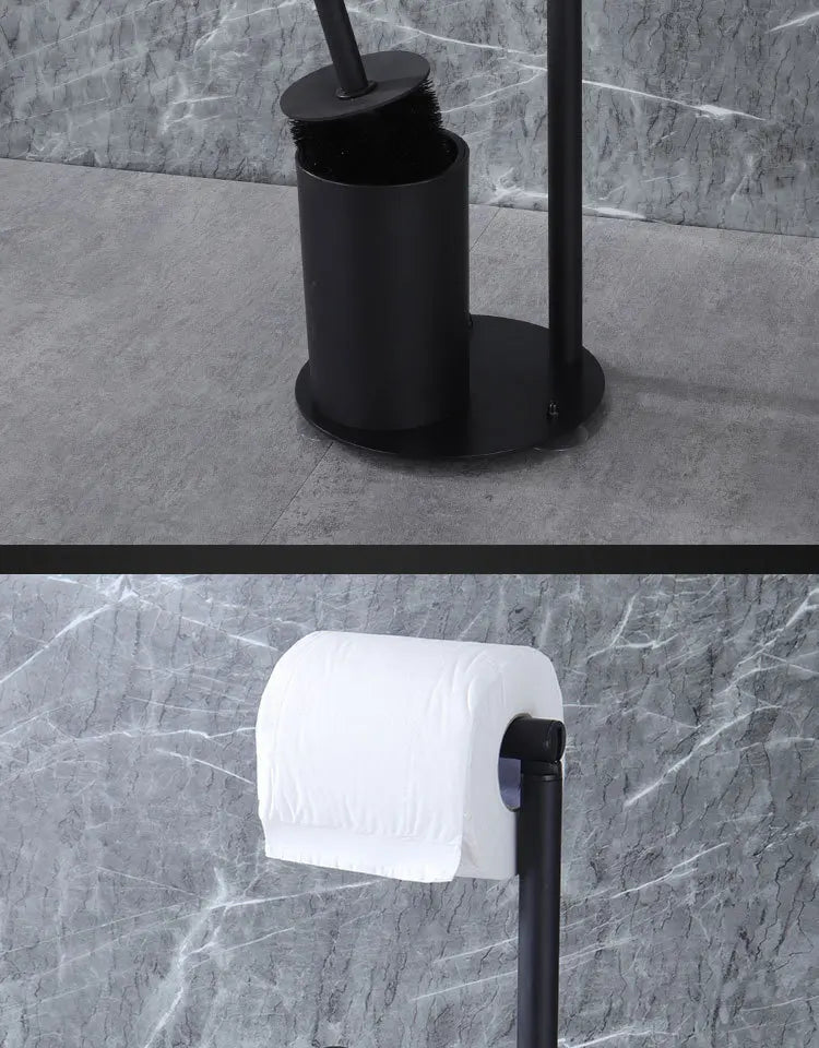 Freestanding Toilet Paper Holder – Multi-Functional Floor Standing Tissue Rack with Toilet Brush Holder for Bathroom
