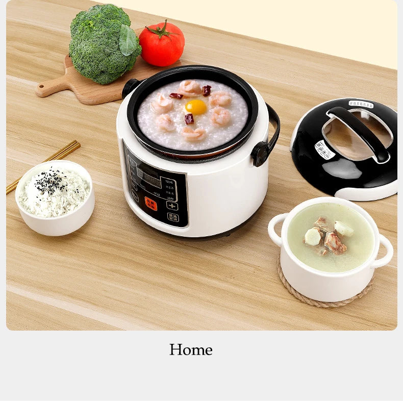 Portable Car Rice Cooker 2L Electric Truck Multi-Cooker Soup Porridge Cooking Food Steamer Electric Lunch Box 12V or 24V