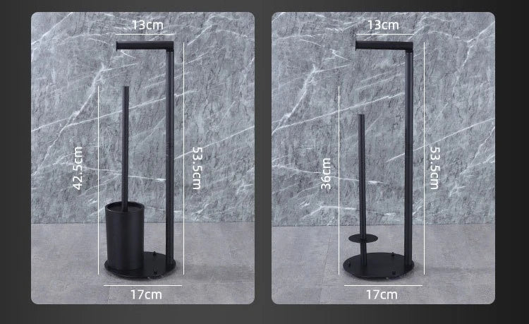 Freestanding Toilet Paper Holder – Multi-Functional Floor Standing Tissue Rack with Toilet Brush Holder for Bathroom