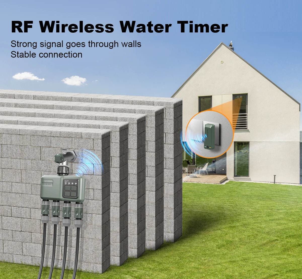4 Outlet Programmable Water Timer for Garden Hose, with Rain Delay/Automatic Watering System, Digital Irrigation for Yard, Lawn