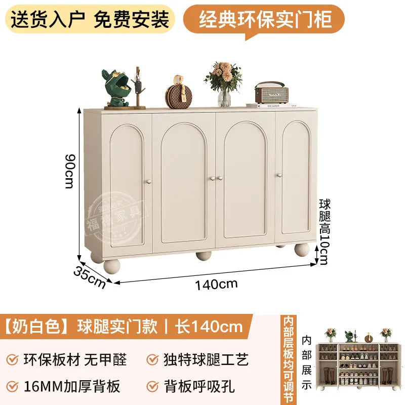 Home porch indoor entrance door shoe cabinet porch cabinet small size large capacity rattan solid wood locker.