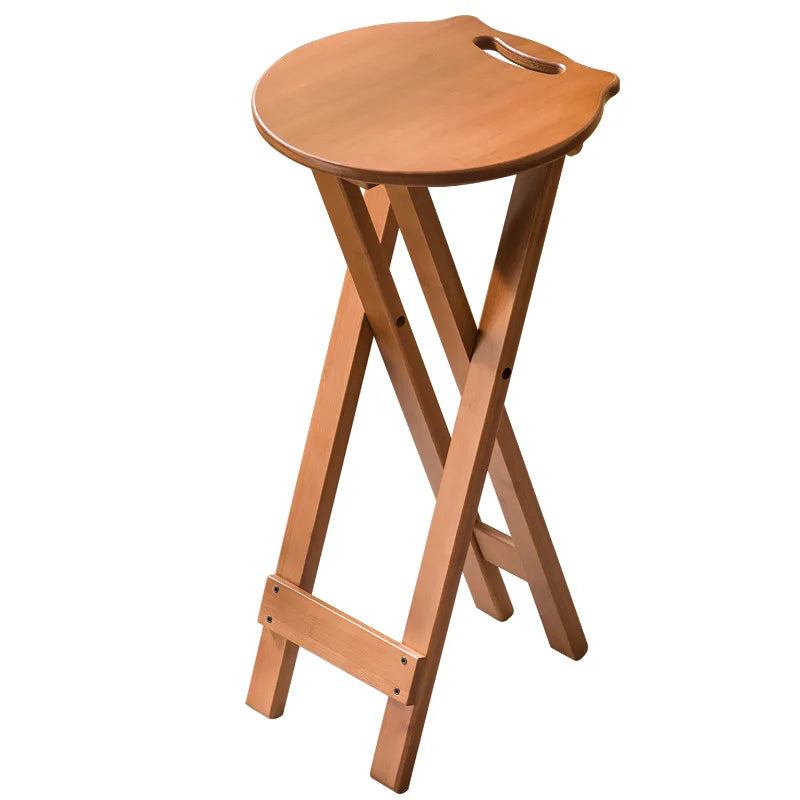 Retro style bamboo folding stool, household foldable round stool, foldable high stool, bar stool, restaurant dining stool