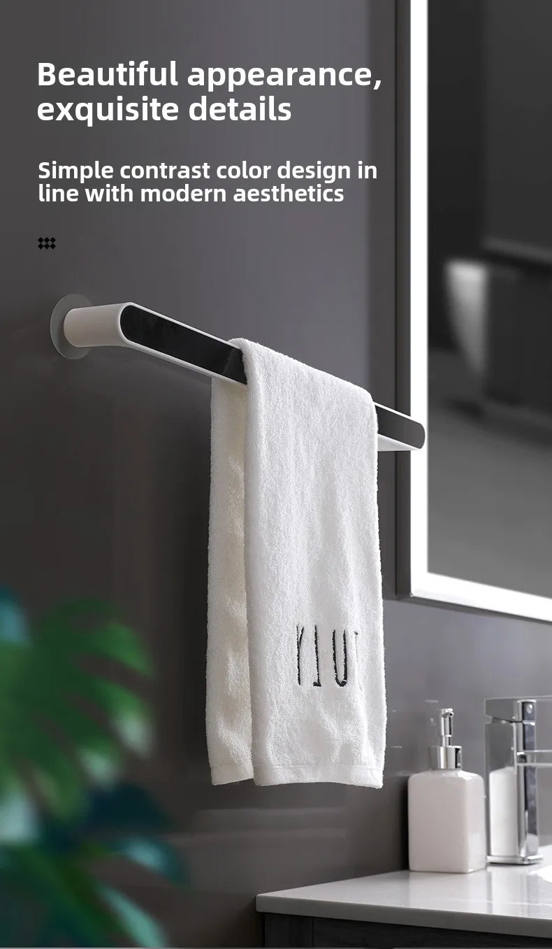 No Drill Bathroom Towel Rack with Suction Cups, Adjustable Shelf for Bath Kitchen Dorm, Nordic Rustproof Stainless Steel