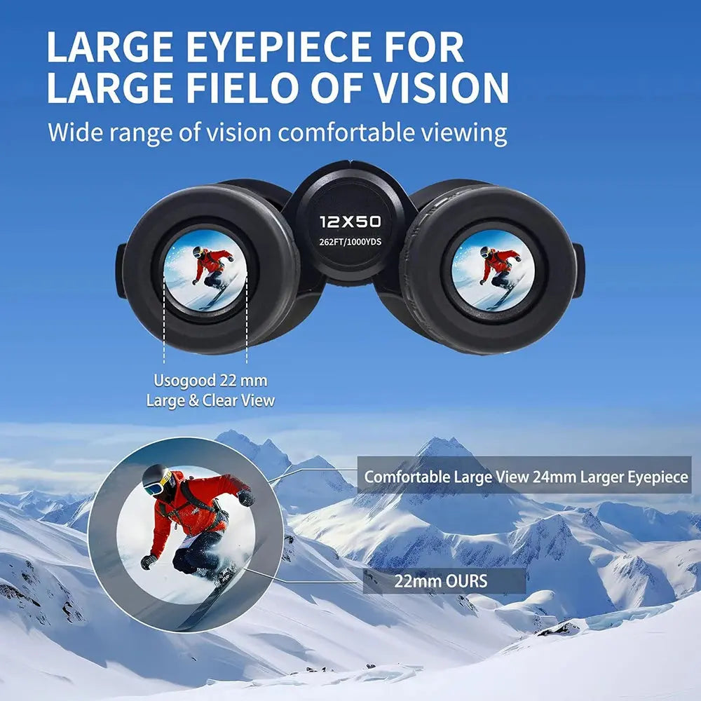 12x50 HD Binoculars for Adults High Powered Large View Binoculars with Clear Vision IPX7 Waterproof Telescope for Hunting Travel WardBoyzPROShop
