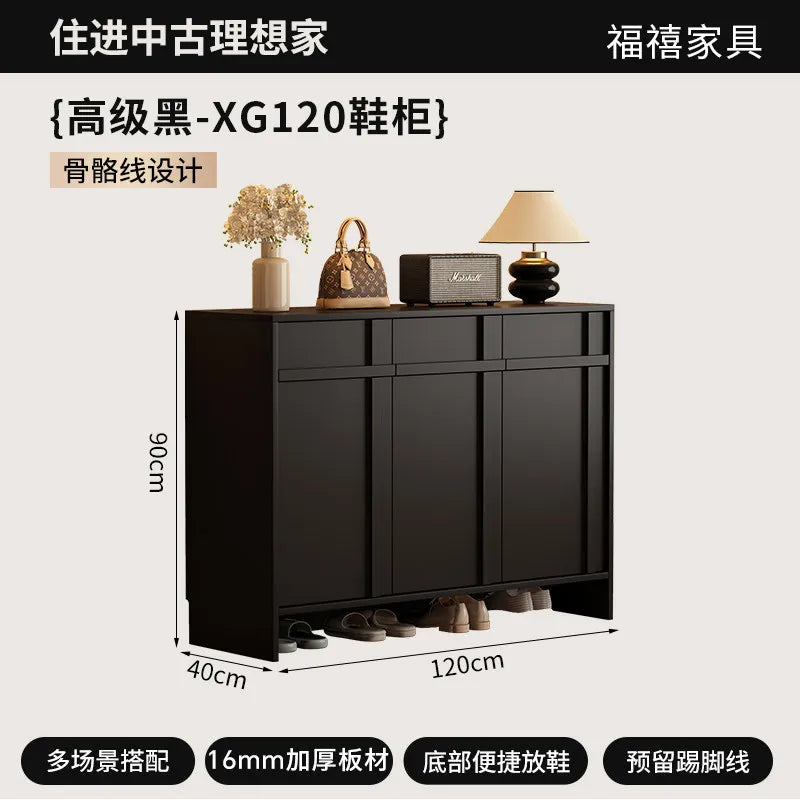 Home porch indoor entrance door shoe cabinet porch cabinet small size large capacity rattan solid wood locker.