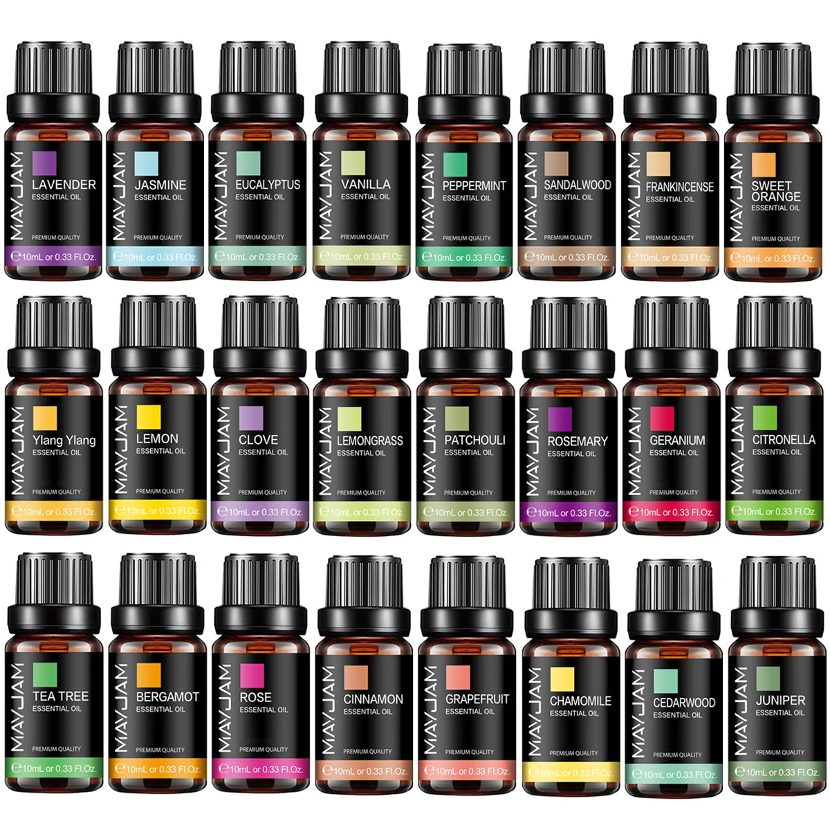 MAYJAM 10ML Lavender Lemongrass Jasmine Vanilla Eucalyptus Rose Lemon Essential Oil For Humidifier Diffuser Candle Making