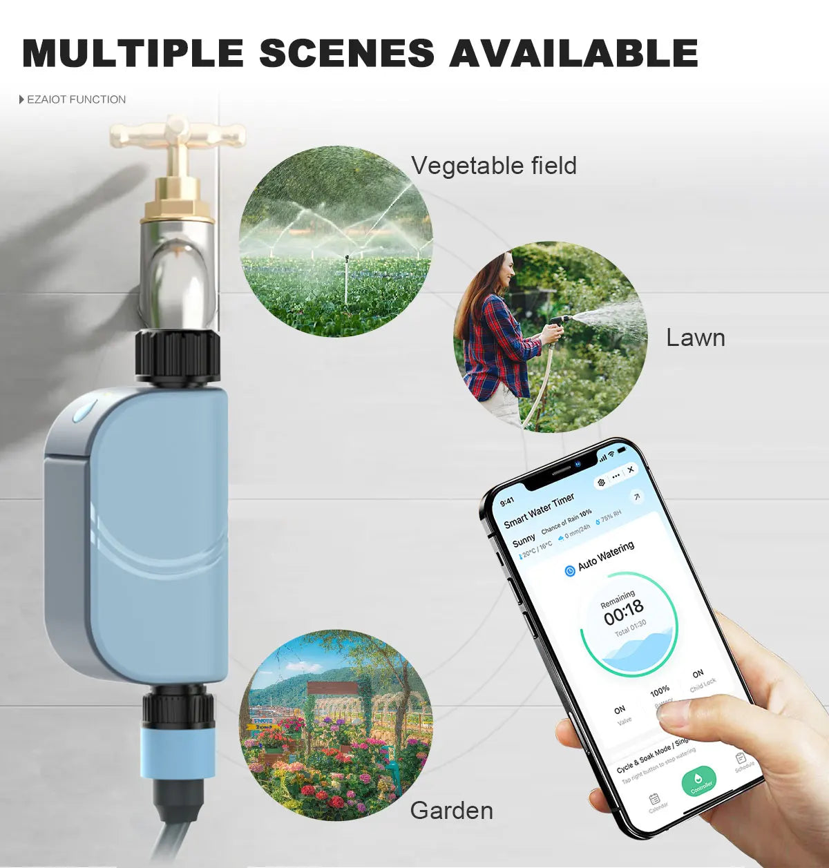 Smart WIFI Garden Watering Timer Tuya Automatic Sprinkler Remote Drip Irrigation System Outdoor Water Controller Valve Goole Hom