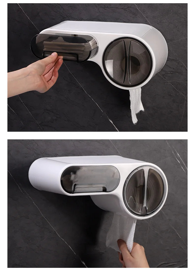 Bathroom Toilet Paper Tissue Box Creative Waterproof Paper Storage Box Phone Holder