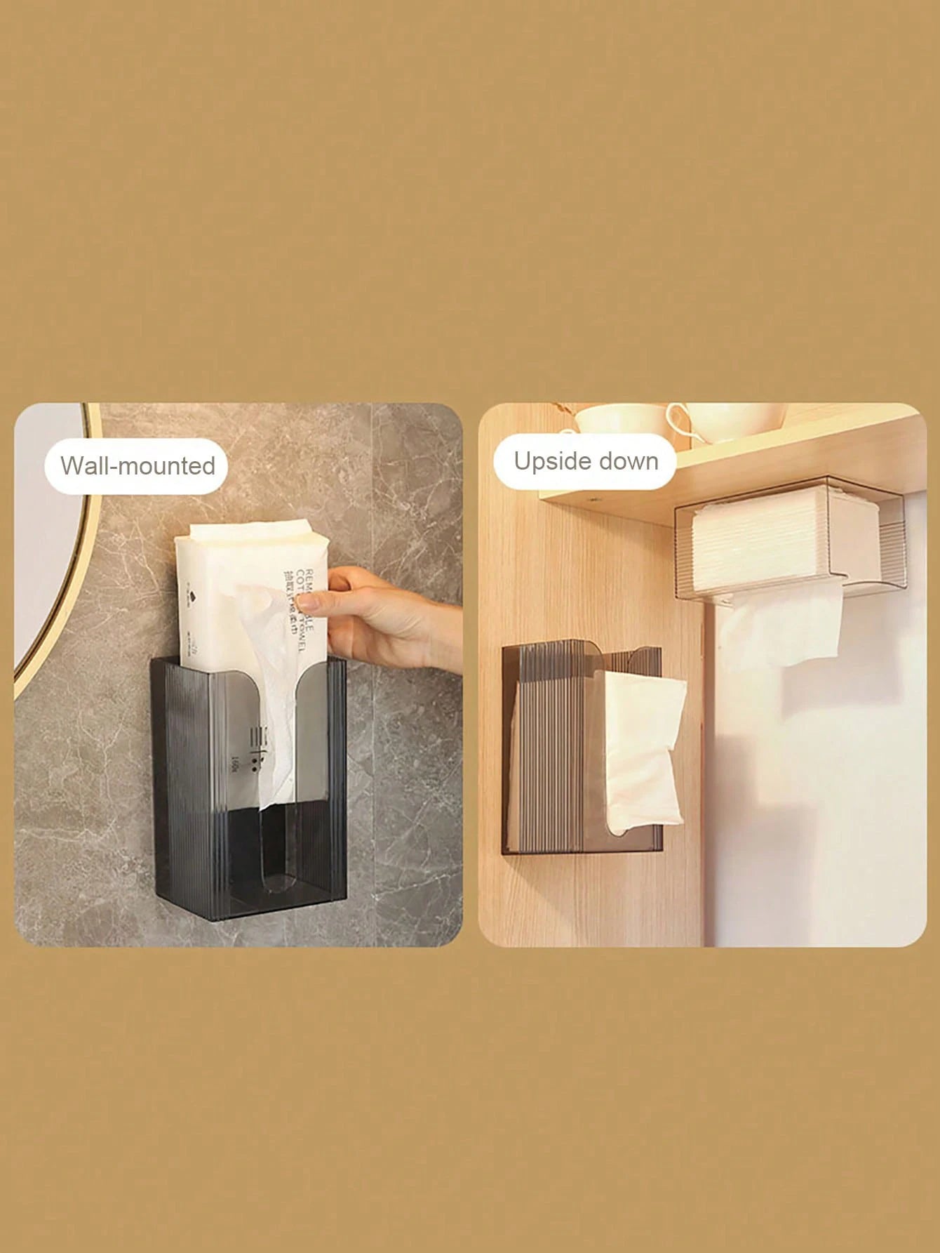 Bathroom Wall-Mounted Self-Adhesive Tissue Box Multi-Function Paper Towels Storage Box Portable Draw Cartons Commodity