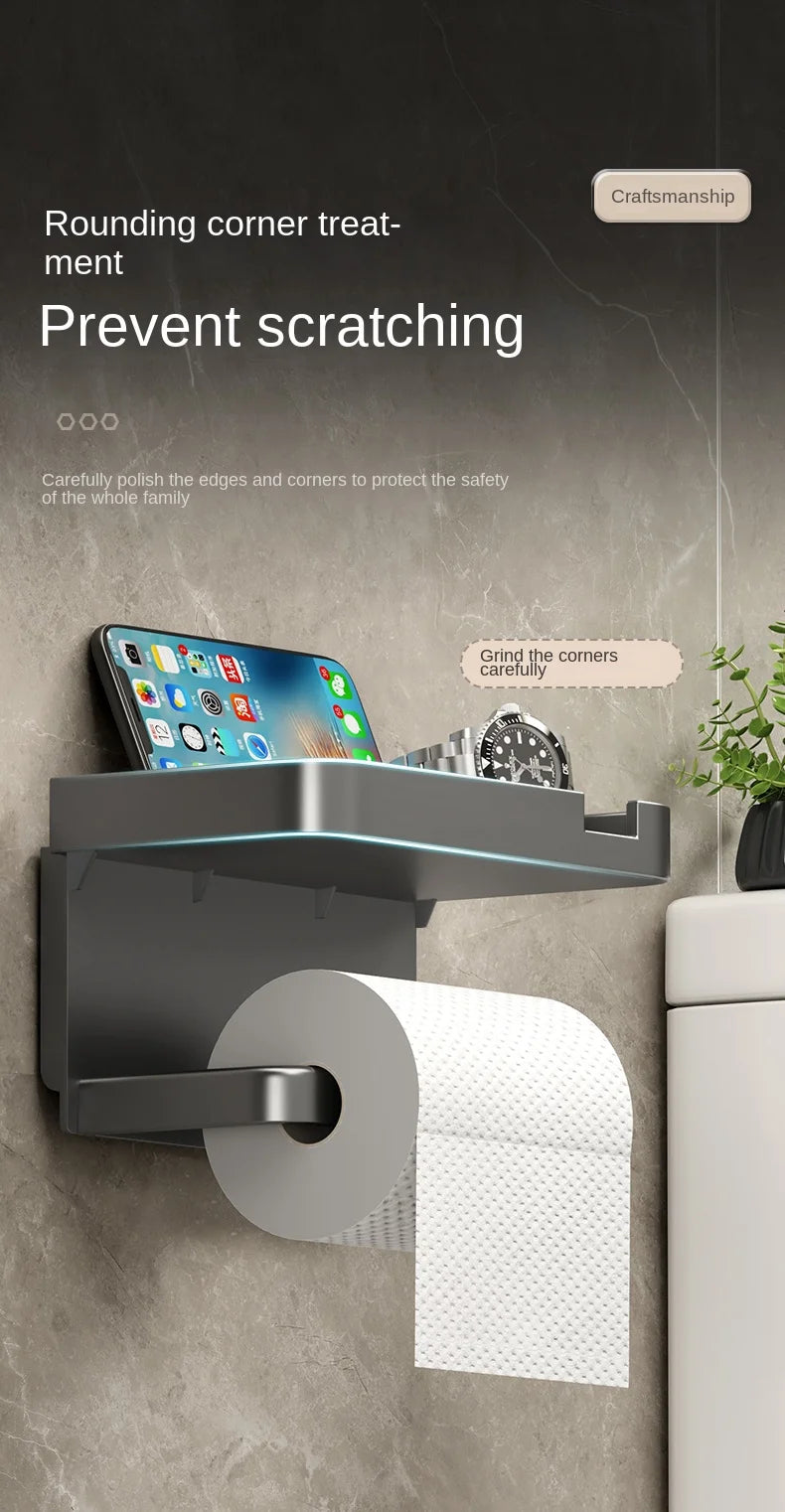 Bathroom Tissue Holder, No Drilling, Wall-Mounted Tissue Dispenser, Facial Tissue Storage Shelf, Toilet Paper Holder