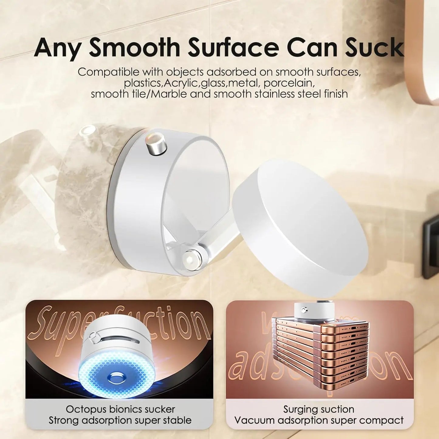 Bonola Mobile Phone Vacuum Suction Cup Holder Foldable for iPhone/ Android Kitchen Lazy Vacuum Double Sided Magnetic Bracket WardBoyzPROShop
