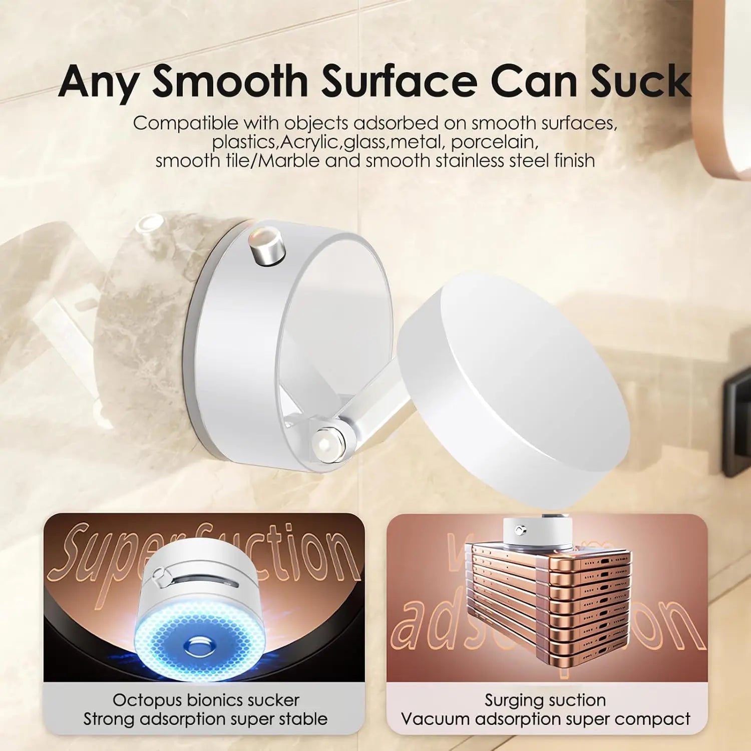 Bonola Mobile Phone Vacuum Suction Cup Holder Foldable for iPhone/ Android Kitchen Lazy Vacuum Double Sided Magnetic Bracket WardBoyzPROShop