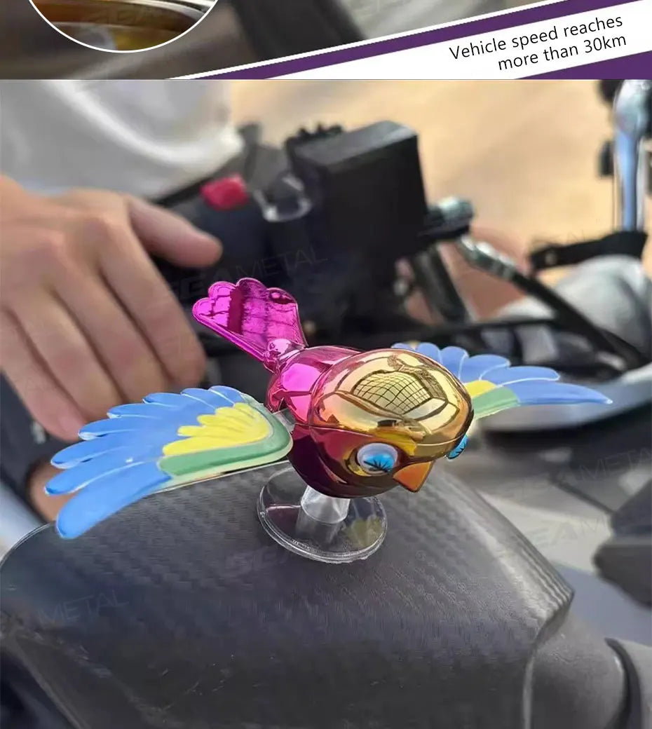BLALION 2025 New Simulated Flying Bird Car Ornament Wing can Swing Wind-Powered Bird in Flight Decor Car Moto Bicycle Decoration