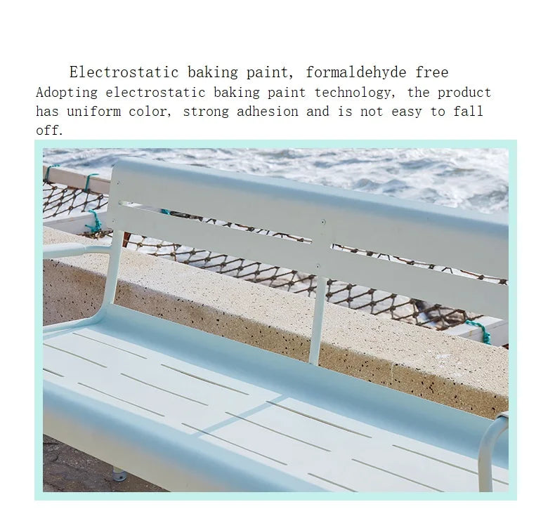 Outdoor Courtyard Leisure Bench Outdoor Garden Terrace Aluminum Alloy Double Bench Balcony Back Bench