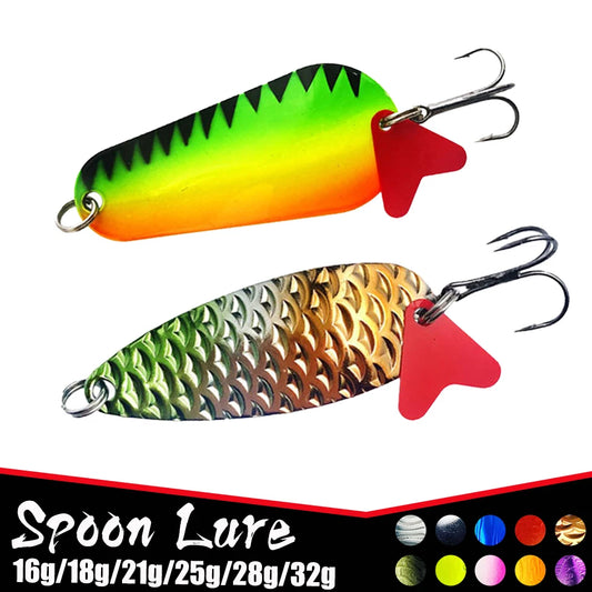 16g/18g/21g/25g/28g/32g Spoon Lure Fishing Lure Metal Sequin Tree Hook Sequin Breasted Fishing Tackle Marine Fishing Spoon Bait