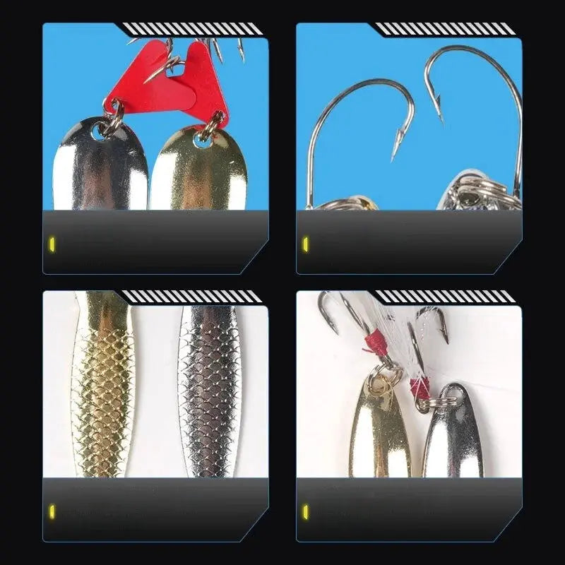 Fishing Lure Kit 16 pcs sets Trolling Jigging Lure Metal Spoon For Bass Pike Crank Tackle Accessories With Box Wobblers Kit WardBoyzPROShop