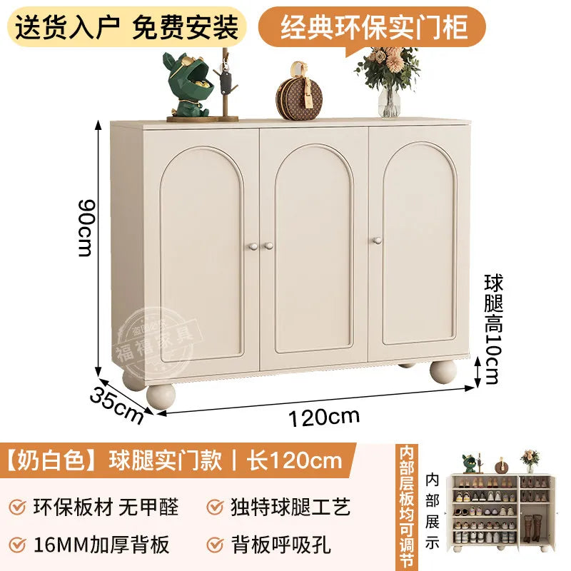 Home porch indoor entrance door shoe cabinet porch cabinet small size large capacity rattan solid wood locker.