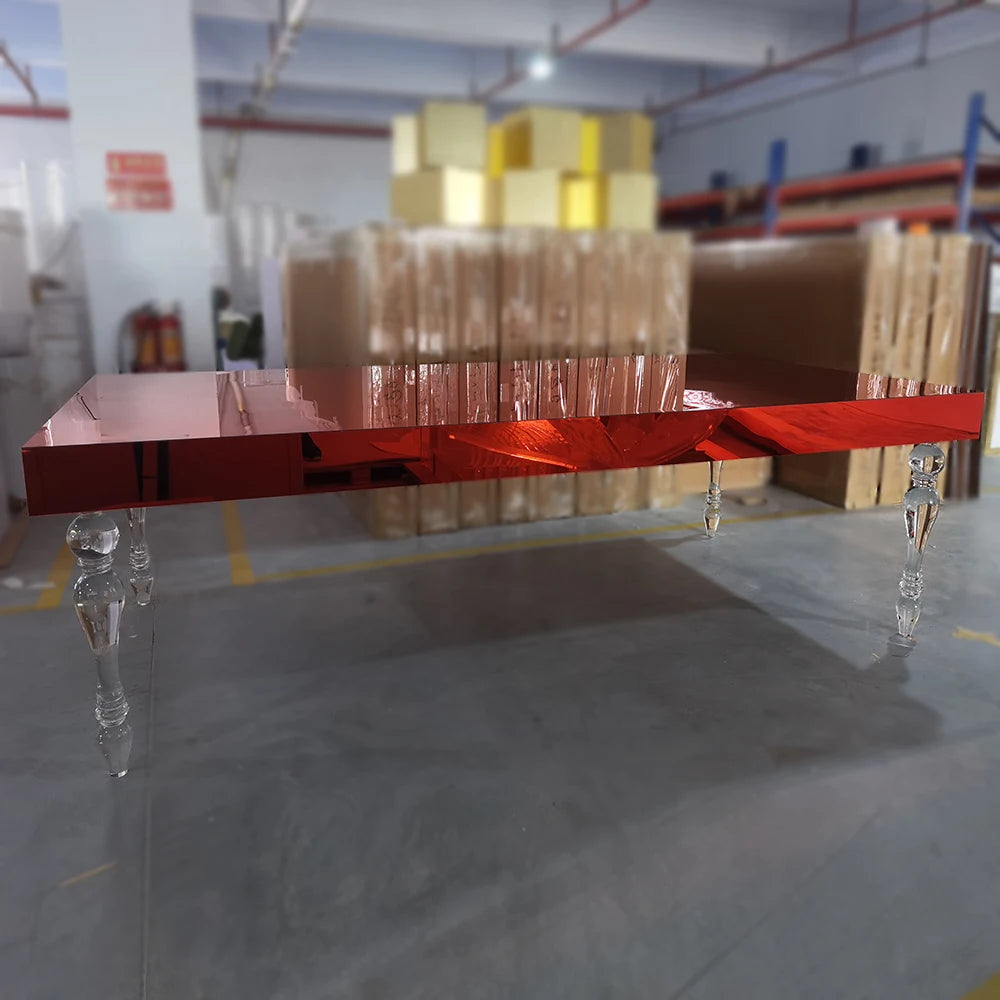 event party supplies metal wedding table with clear glass bridal and groom dining table