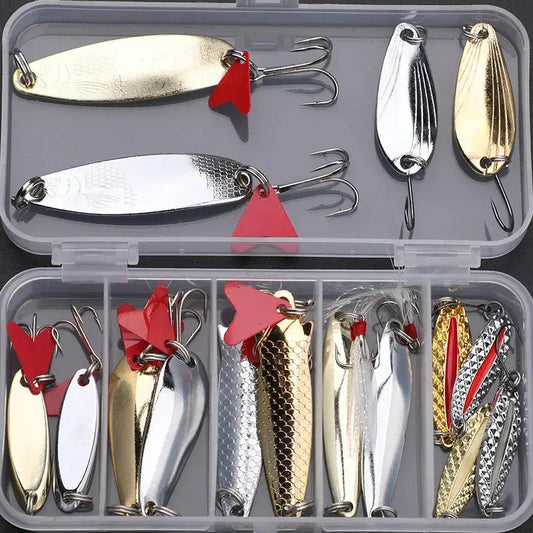 Fishing Lure Kit 16 pcs sets Trolling Jigging Lure Metal Spoon For Bass Pike Crank Tackle Accessories With Box Wobblers Kit WardBoyzPROShop