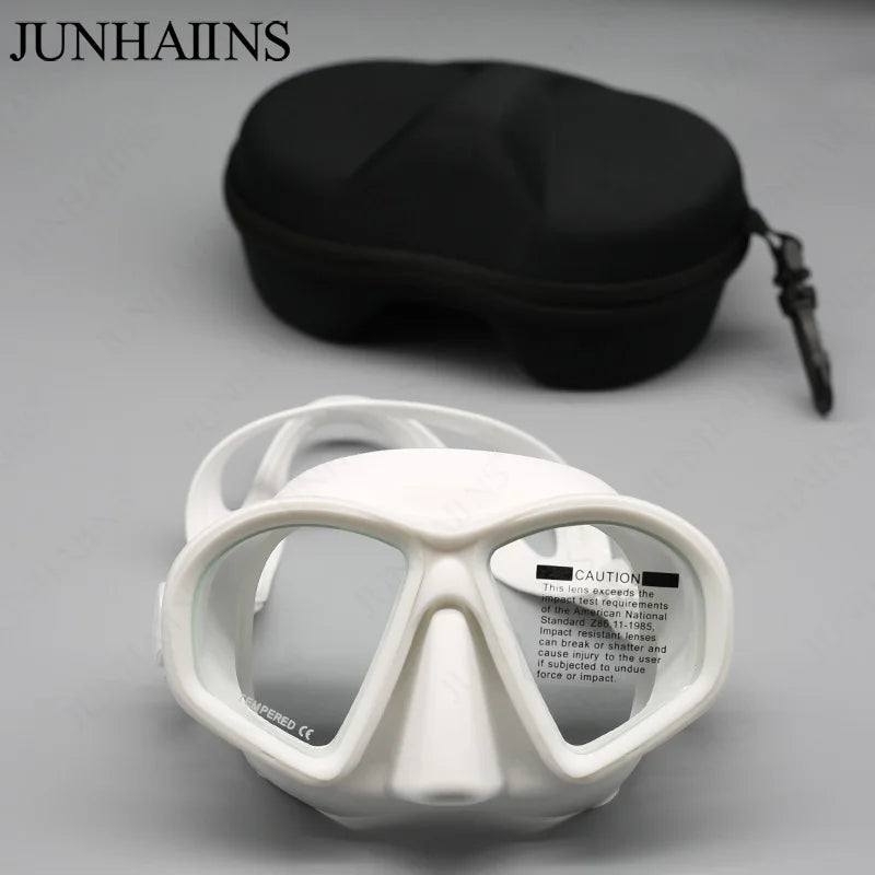 JUNHAIINS Tempered Glass Freediving Mask Snorkeling Set Foldable snorkel J-type Diving Mask with Camera Mount - WardBoyzPROShop